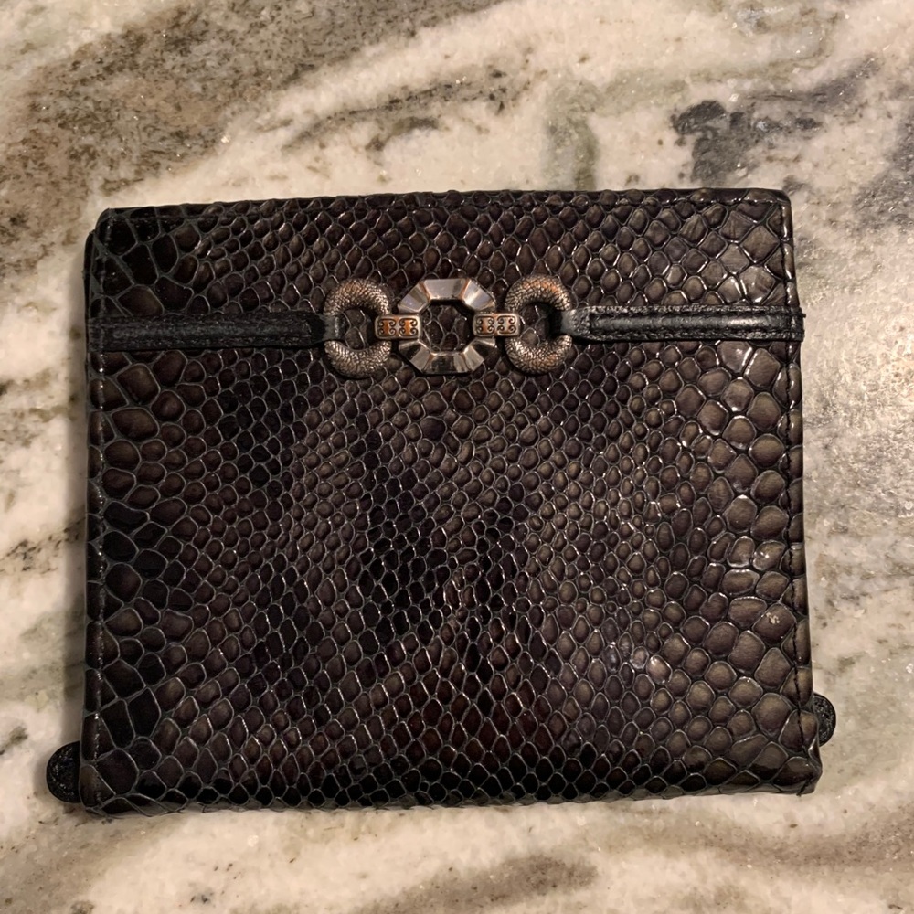 Brighton Snakeskin-Embossed Leather Folio Wallet